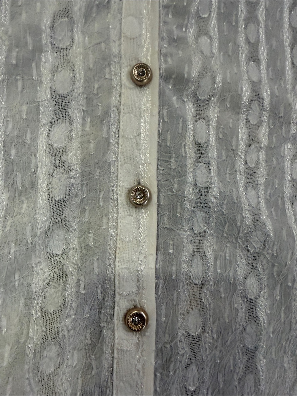 Lace-Front Button-Down Top in Blush and Ivory - Picture 5 of 7